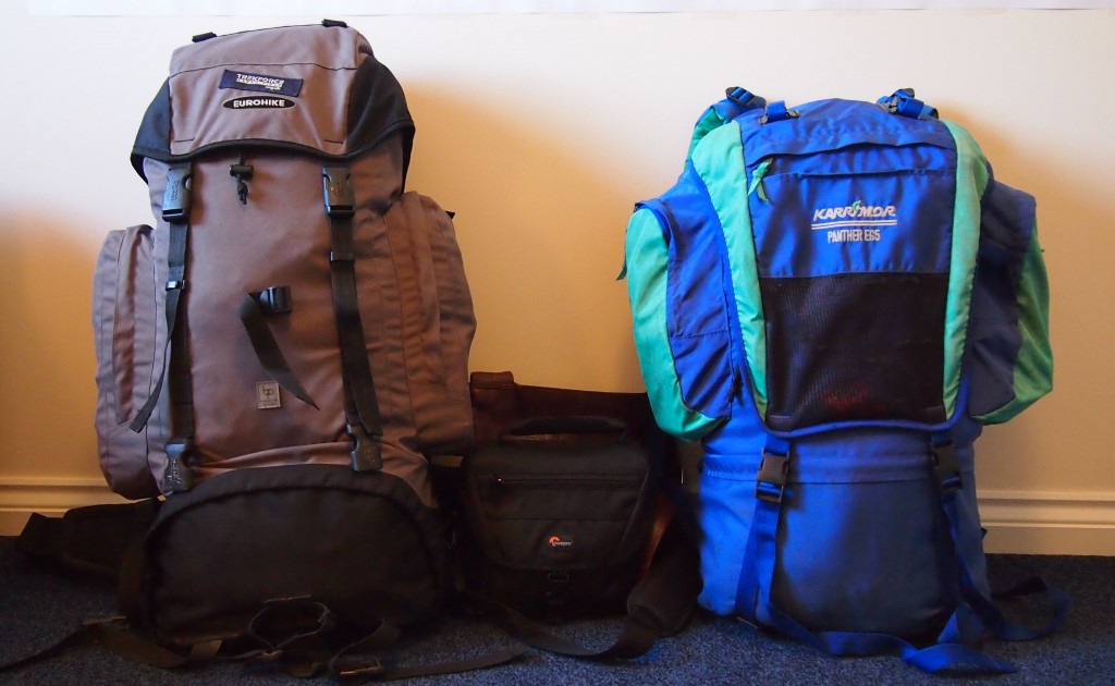 Our large rucksacks with space to spare from our packing dry run 4 months before we set off