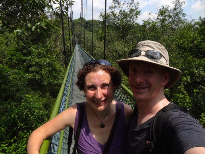 On the suspension bridge that is the TreeTop Walk in MacRitchie Reservoir Park