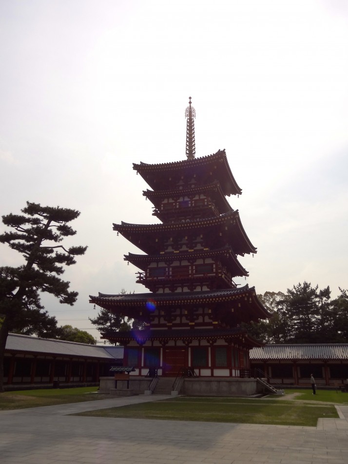 One of the twin pagodas in the Yakushiji Temple, Nara. Sadly, the other one was covered up for restoration when we visited