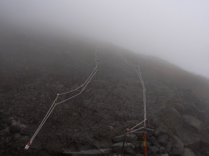 If it weren't for these chains, we'd have no idea this was the trail! Especially as the cloud keeps rolling in