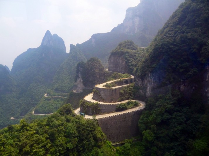 Twisty road to Tianmen cave