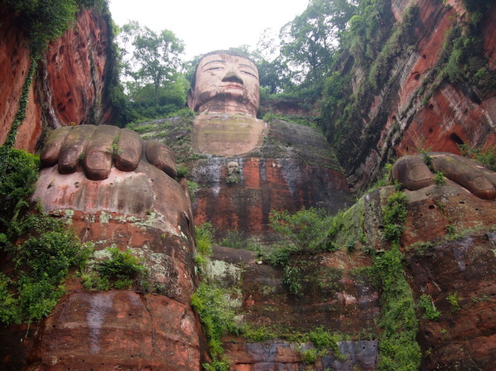 The Leshan Buddha, viewed from shin-level