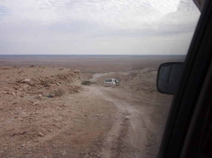Descending from the Ustyurt Plateau to the former seabed