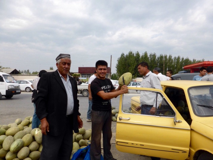 Melon seller at Margilon Bazaar