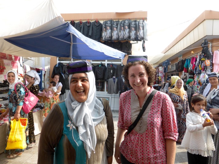 Funny hat lady at Margilon Bazaar