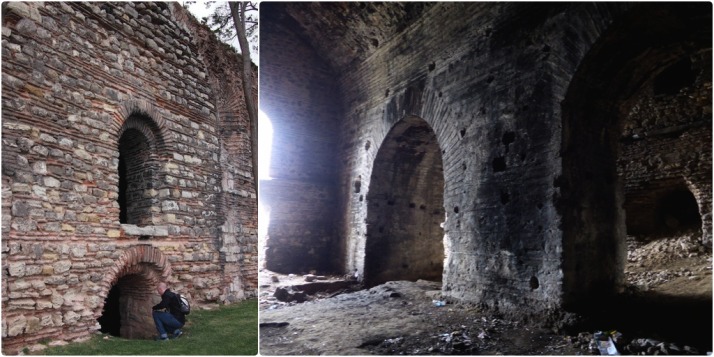 The massive vaulted sub-structures along the sea walls, Istanbul