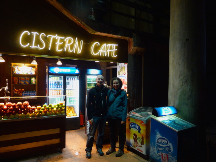 Us at the Cistern Cafe in the Basilica Cistern. We didn't buy anything but the coffee smelled good