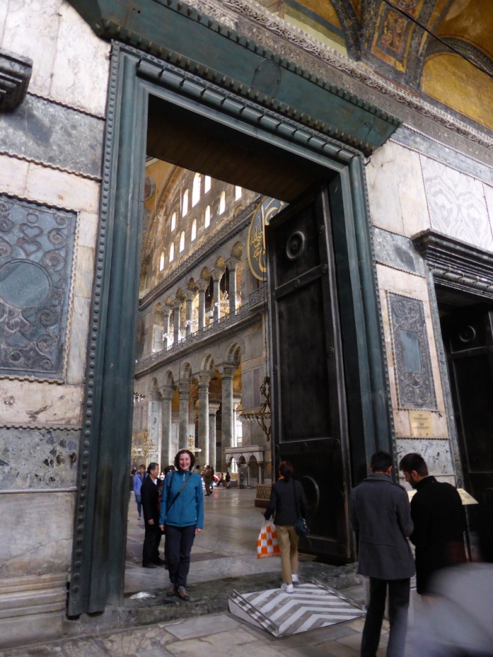 Julie standing in the Imperial Gate - the Emperor's door from the narthex into the nave of church. Just how big were these Emperors?!