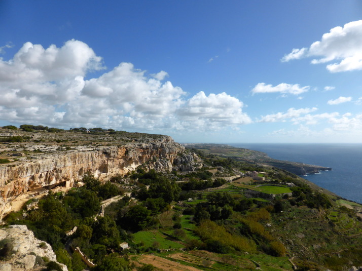 Looking south over the cultivated fields of Fawwara, from a Bronze Age village site that juts out almost to the sea