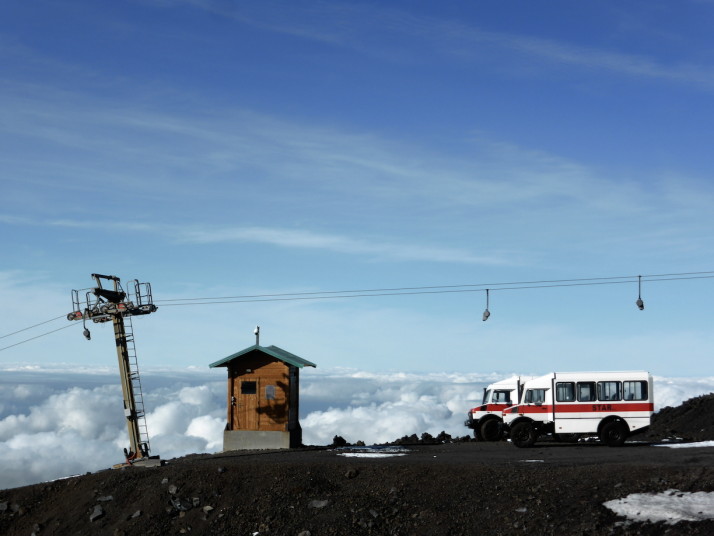 Jeep-busses at Montagnola, Mt Etna, Sicily