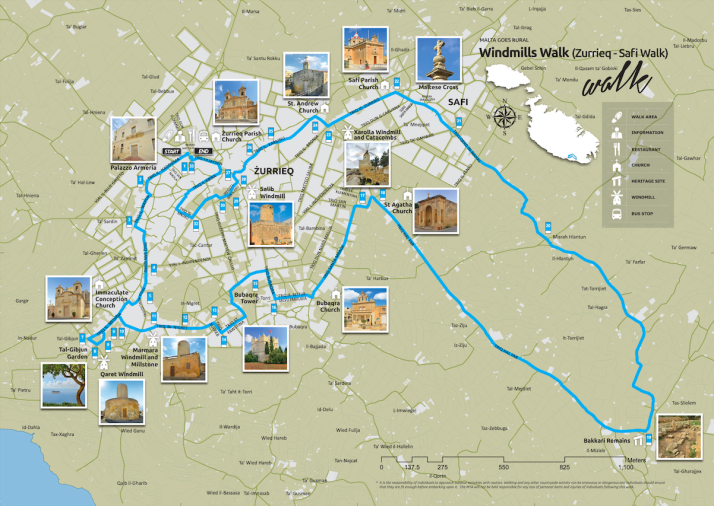 Windmills Walk map, Malta