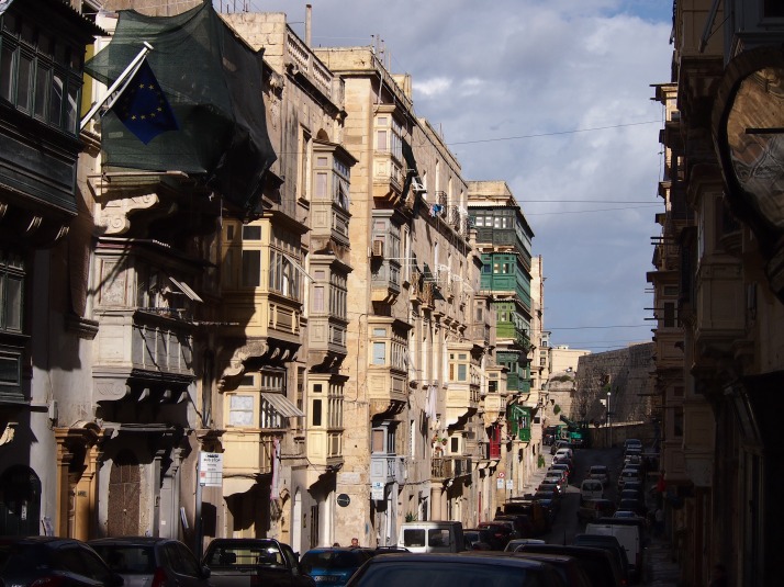 Wooden balconies in Valletta