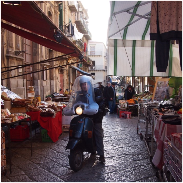 Scooter in Palermo market