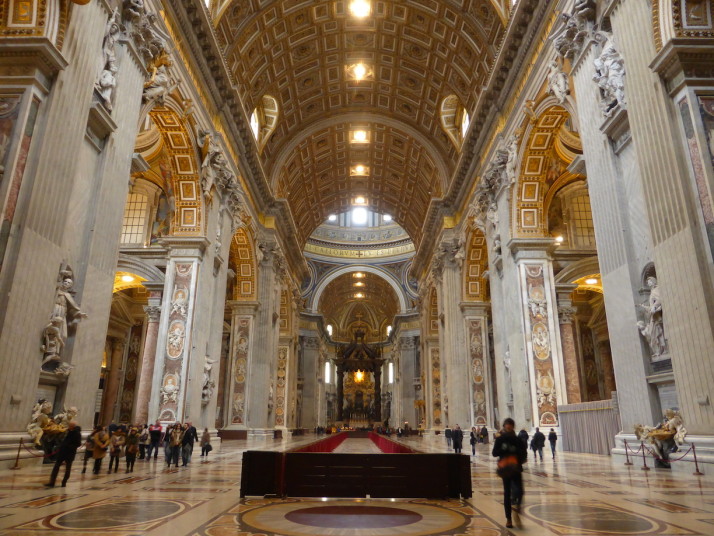 Looking down the nave of St. Peter's Basilica, Vatican City