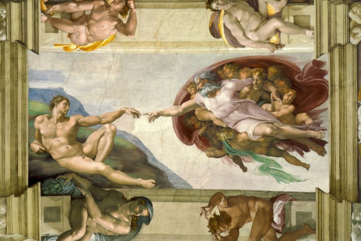 Michelangelo's Creation of Adam, Sistine Chapel ceiling, Vatican Museums, Italy