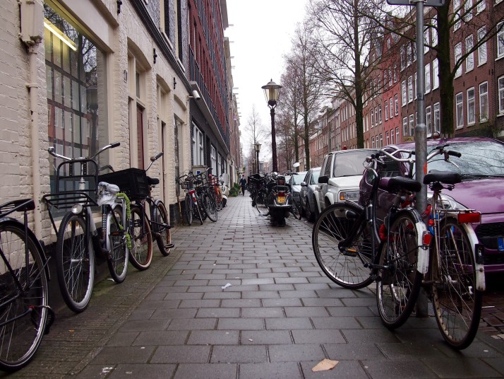 Bicycle parking along the pavement