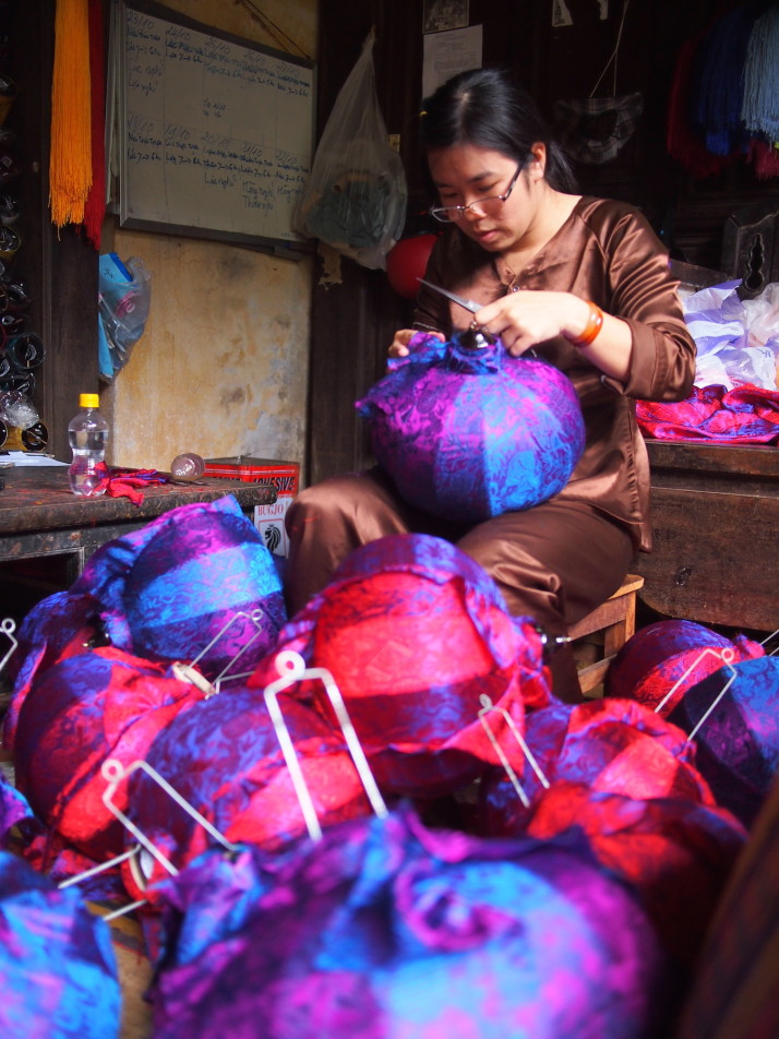 Silk lantern maker in Hoi An