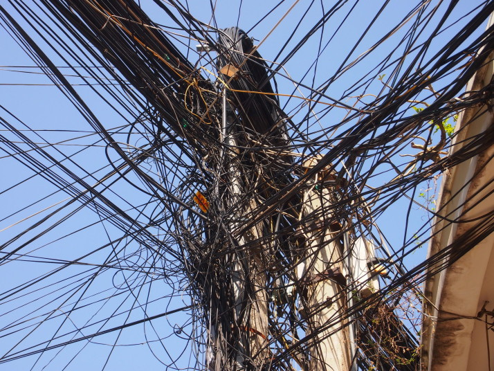 Electric wires in Phnom Penh