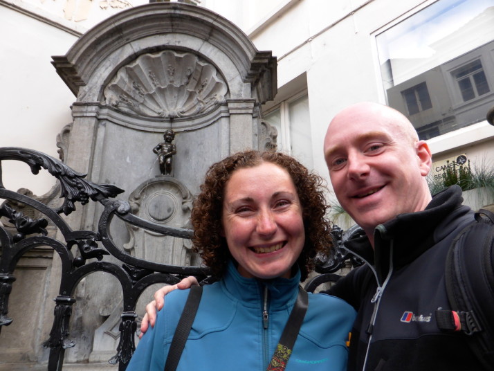 Us with the cheeky Manneken Pis, Brussels