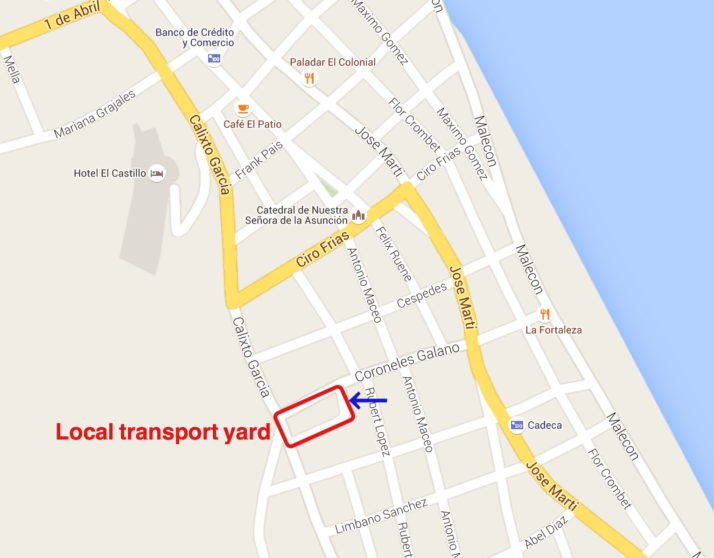 Baracoa local transport yard map